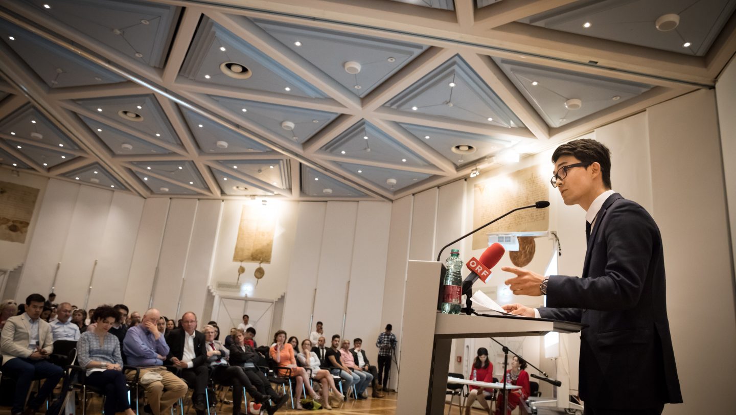 Austria. Mojtaba Tavakoli a former refugee from Afghanistan completing his BSc in molecular biology at the Medical University of Vienna