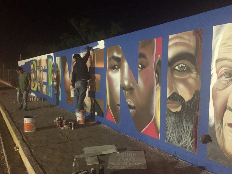 Mexico. Mural painted in Saltillo to mark 2017 World Refugee Day