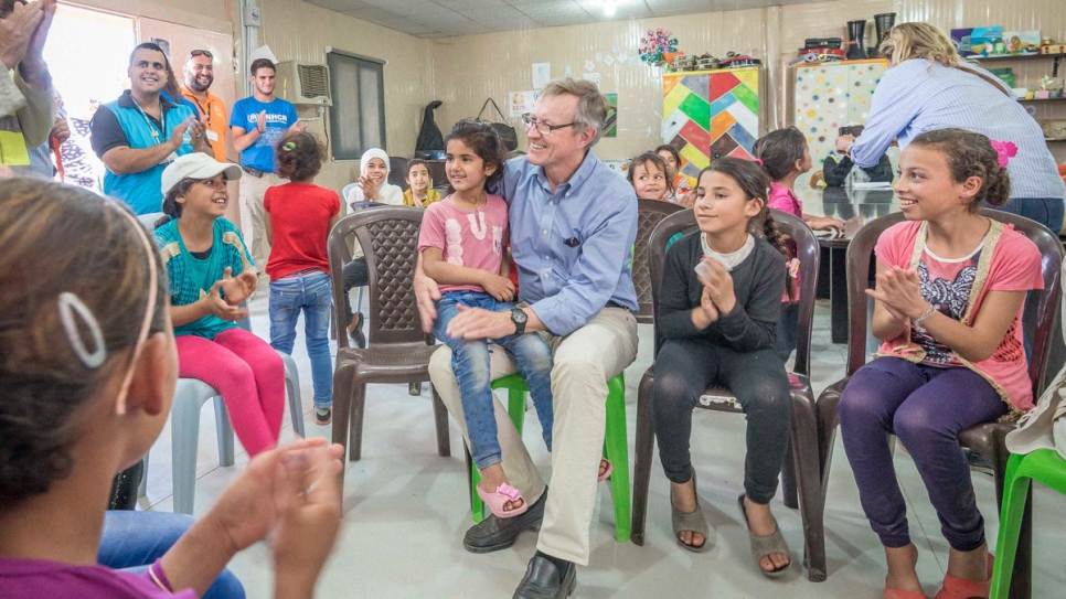 IKEA Foundation CEO Per Heggenes meets with some of the refugees supported by UNHCR.