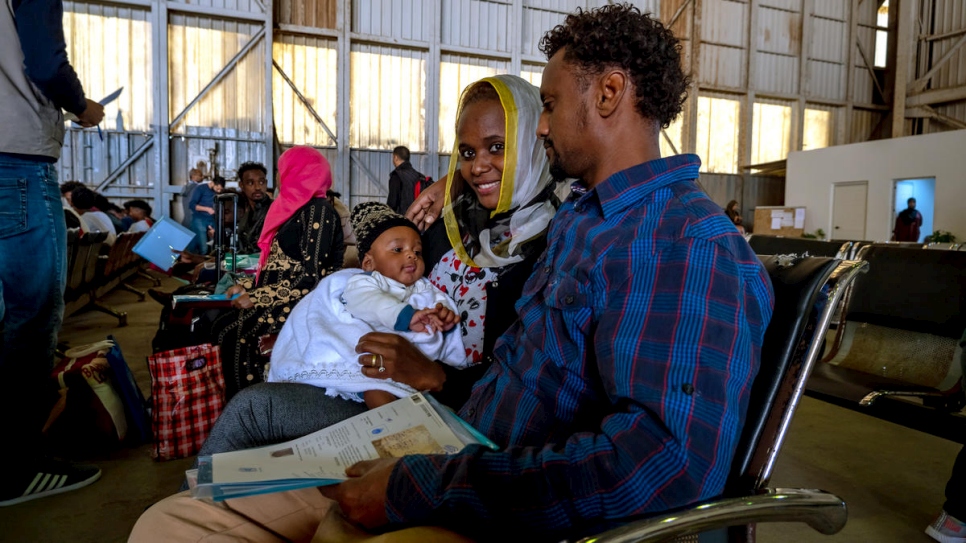 Libya. asylum seekers at Tripoli airport waiting to board on a plane to Niger thanks to UNHCR evacuation program