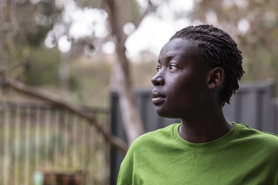 Bigoa Chuol, 28 is a writer and poet. She doesn't know much about how they fled but she has heard stories of being carried in a bucket on her mother's head. She was resettled to Australia when she was 11.