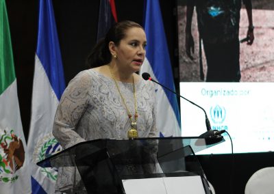 Excelentísima Señora Ana García de Hernández, Primera Dama de la República de Honduras, durante el discurso de Inauguración de la Conferencia Regional de San Pedro Sula. © ACNUR / Scarleth Durón