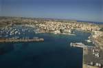 A view of the port of Lampedusa on the Italian island of the same name...