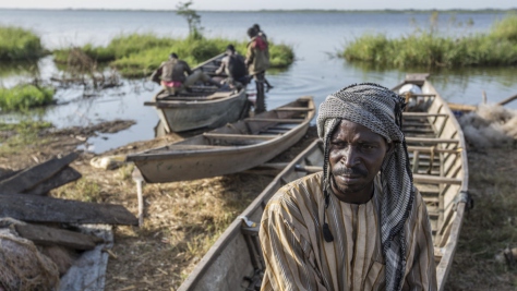 Chad. Nigerian refugees join local fishing community on shores of Lake Chad