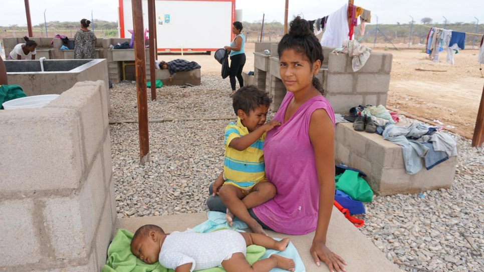 Yorgelis Garcia (23) left Venezuela one week before giving birth to her baby girl, Yoangely. They are now staying at UNHCR's reception centre in Maicao, Colombia. 