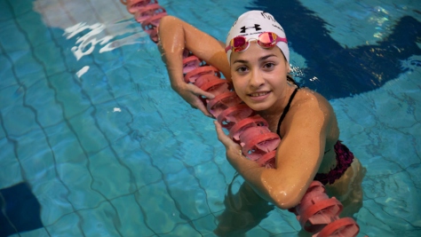 Italy. UNHCR Goodwill Ambassador Yusra Mardini trains at a swimming pool in Catania, Sicily