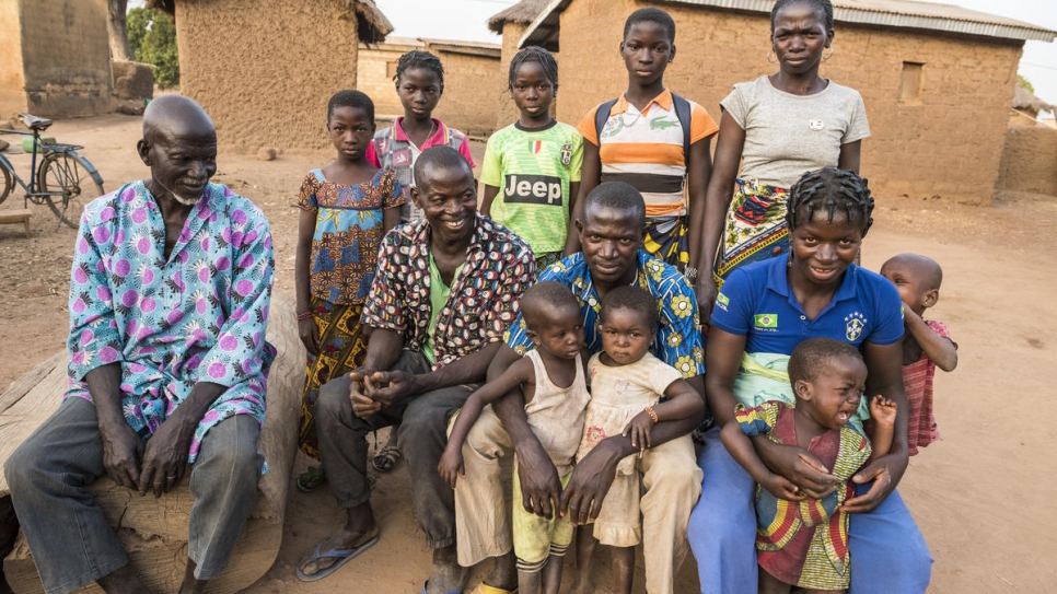 Ngolo Silué with members of his family in Olleo, Côte d'Ivoire.
