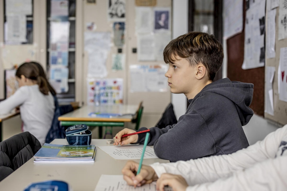 Rostislav, 11, studies at school in Bar. He has worked hard to learn the Montenegrin language.