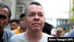 Andrew Brunson arrives at his house in Izmir in July.