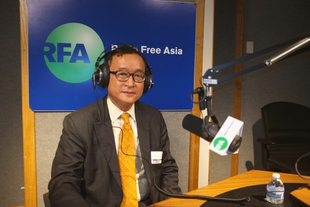 Sam Rainsy speaks with RFA in Washington, May 14, 2015.