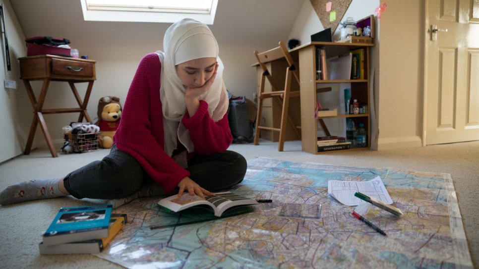 Maya Ghazal studies at home for her private pilot's license.