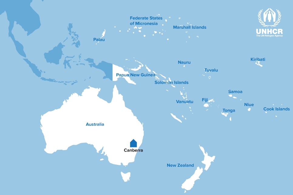 UNHCR Regional Representation in Canberra map