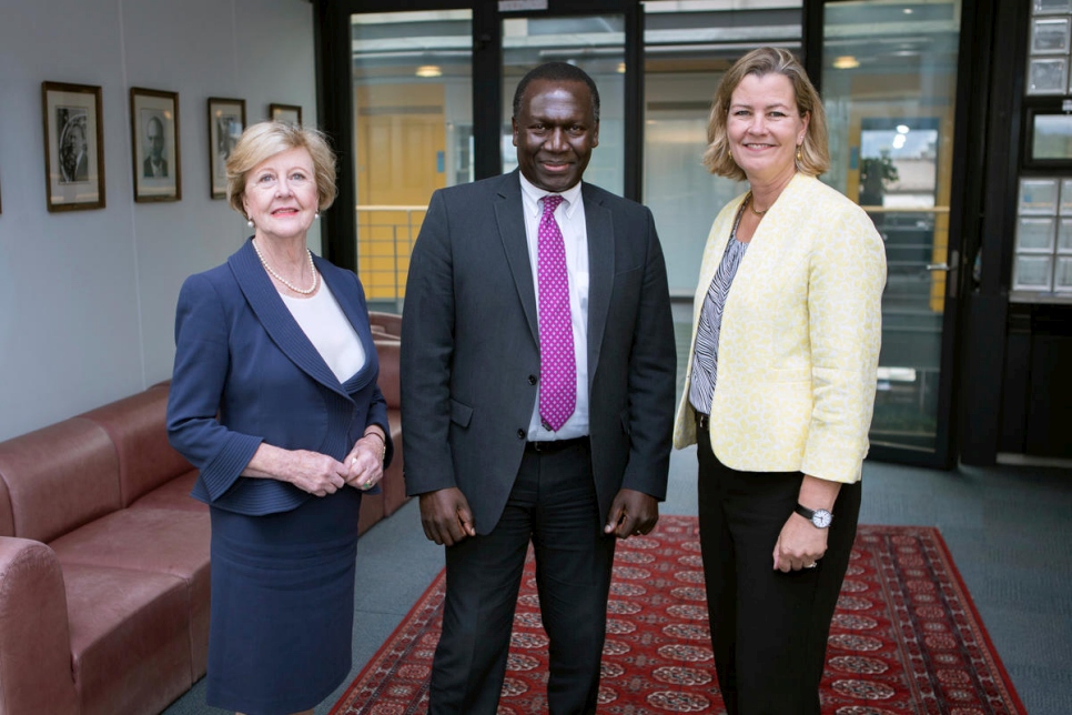 From left to right: UNHCR's Assistant High Commissioner for Protection, Gillian Triggs, Assistant High Commissioner for Operations, George Okoth-Obbo and Deputy High Commissioner, Kelly  Clements.