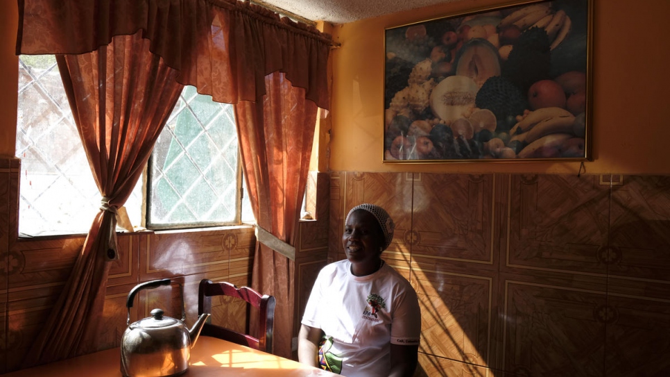 Carmen at the hostel she owns in El Juncal, Ecuador and offers free accommodation to Venezuelan refugees and migrants. 