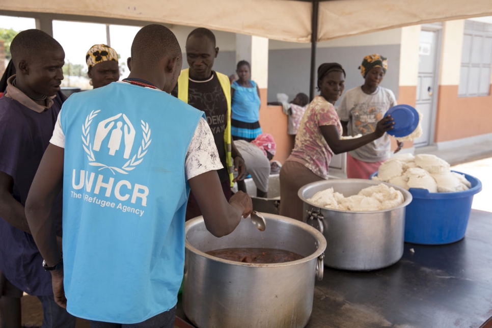 Once refugees have crossed one of three border points between South Sudan and Uganda in the area surrounding Koluba their names are taken and UNHCR transports them and their belongings on trucks to collection point at Busia village where refugees receive water (20,000 litres are trucked in every day) and high energy biscuits and undergo a very quick, initial registration (just names, number of family members etc).  Once a number of refugees have amassed they are transported here to the Koluba collection centre where they go through a further registration to identify unaccompanied children and PSN (persons with special needs ie. the elderly, disabled etc), go through an initial medical screening (everyone receives de-worming treatment and children receive Vitamin A) and receive a hot meal (porridge, ugali (maize), rice and beans).  Refugees stay overnight in Koluba and receive a blanket, sleeping mat, soap and, for women, underwear and sanitary pads.  The following day they are briefed on the next stage of the process which is moving to Imvepi settlement where they will be allocated land and shelter.