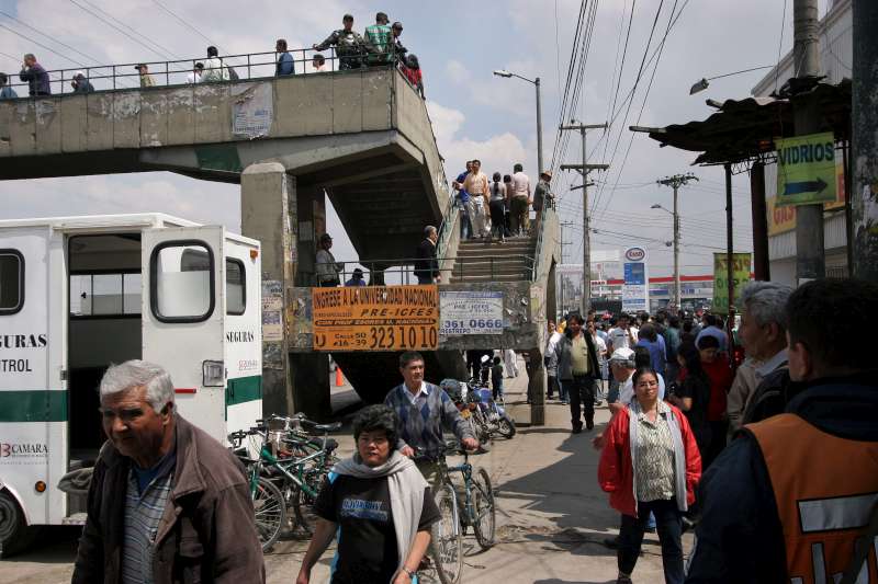 A bus station on the outskirts of Bogota. Colombians fleeing violence in the countryside tend to seek the relative safety of the cities.