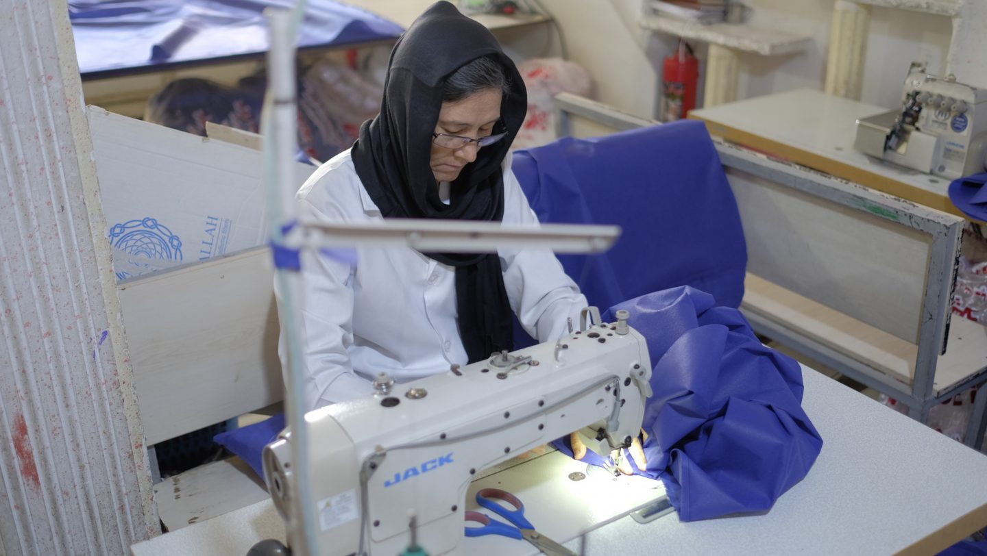 Iran. Afghan refugee, Zeynab Shaban, Tailoring workshop in the city of Shiraz in Fars province