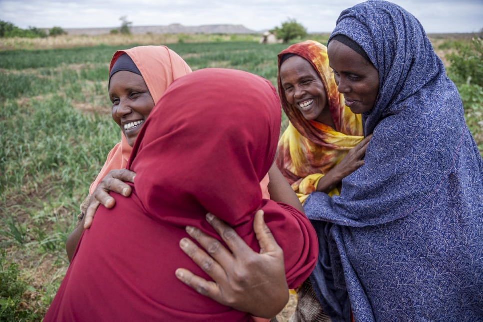 Ethiopia. Refugee and host community women farmers say hello