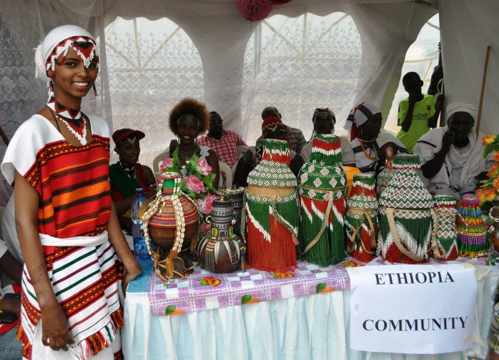 The Ethiopian community stand where cultural cuisine, dress and artifacts were elaborately displayed. Photo by UNHCR/Cathy Wachiaya 