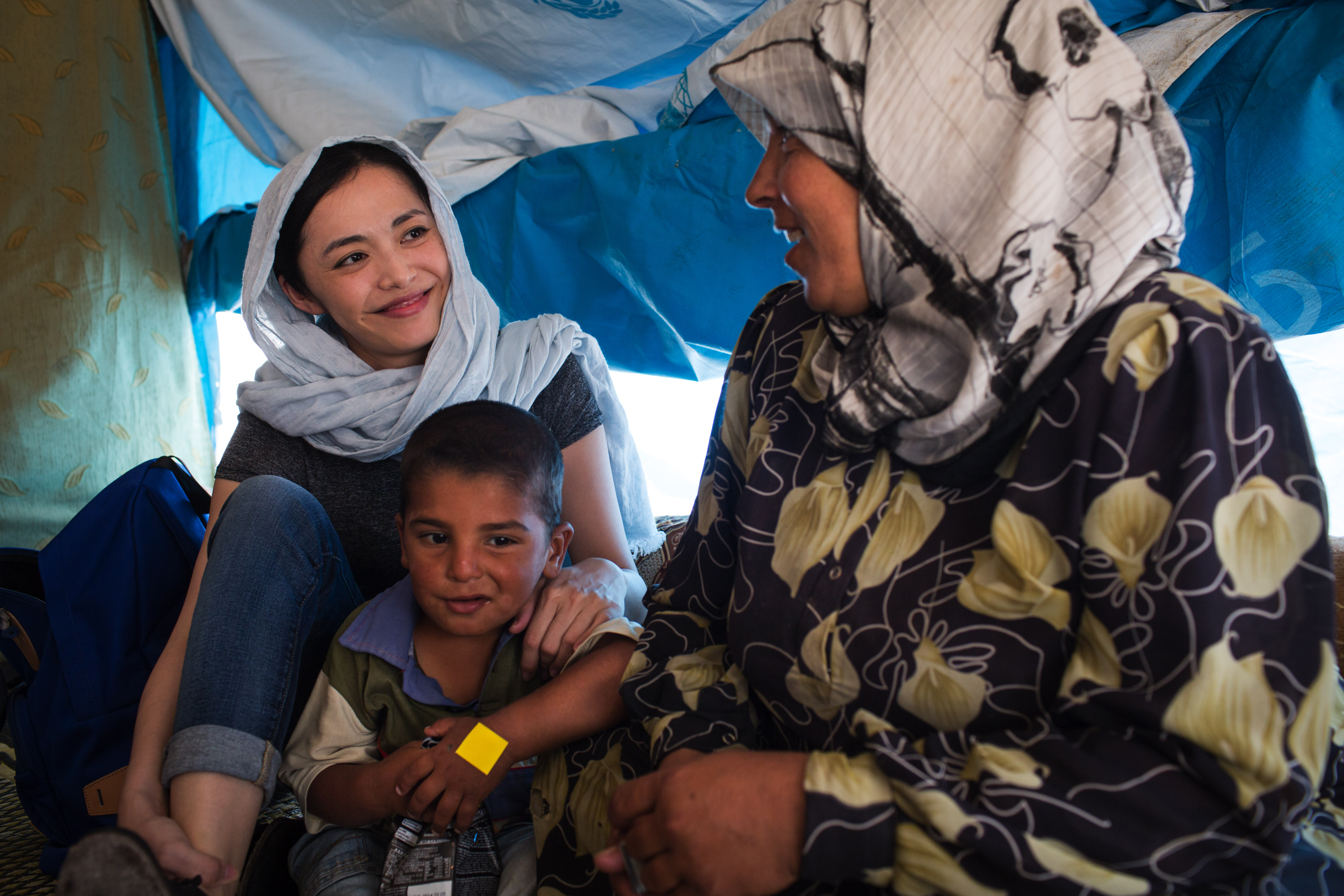 Lebanon / Syrian Refugees / Chinese actress Yao Shen meets Syrian refugees at a collective shelter in Tyre, Lebanon, on Tuesday, May 20, 2014. / UNHCR / A. McConnell / May 2014
