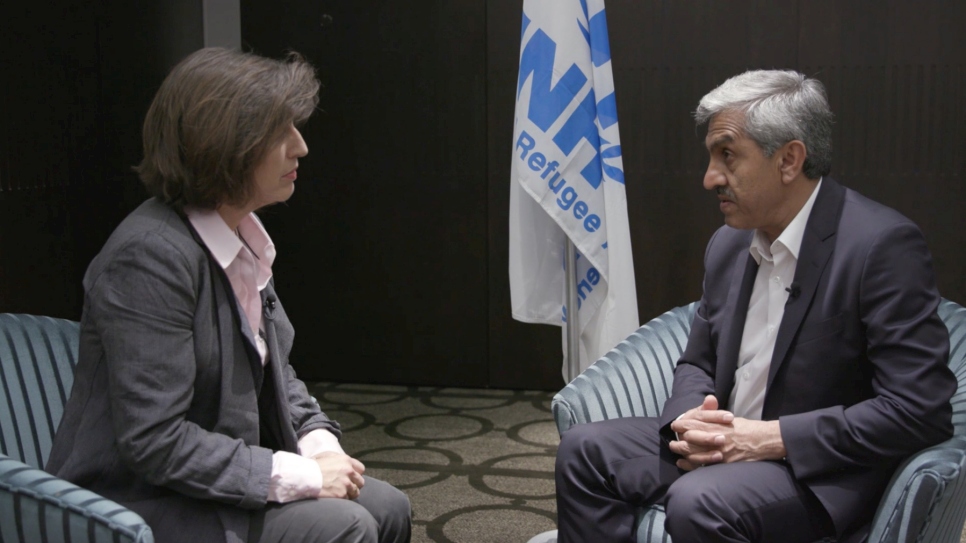 Sajjad Malik, UNHCR Representative in Syria, speaking to Melissa Fleming, UNHCR Head of Communications and Chief Spokesperson