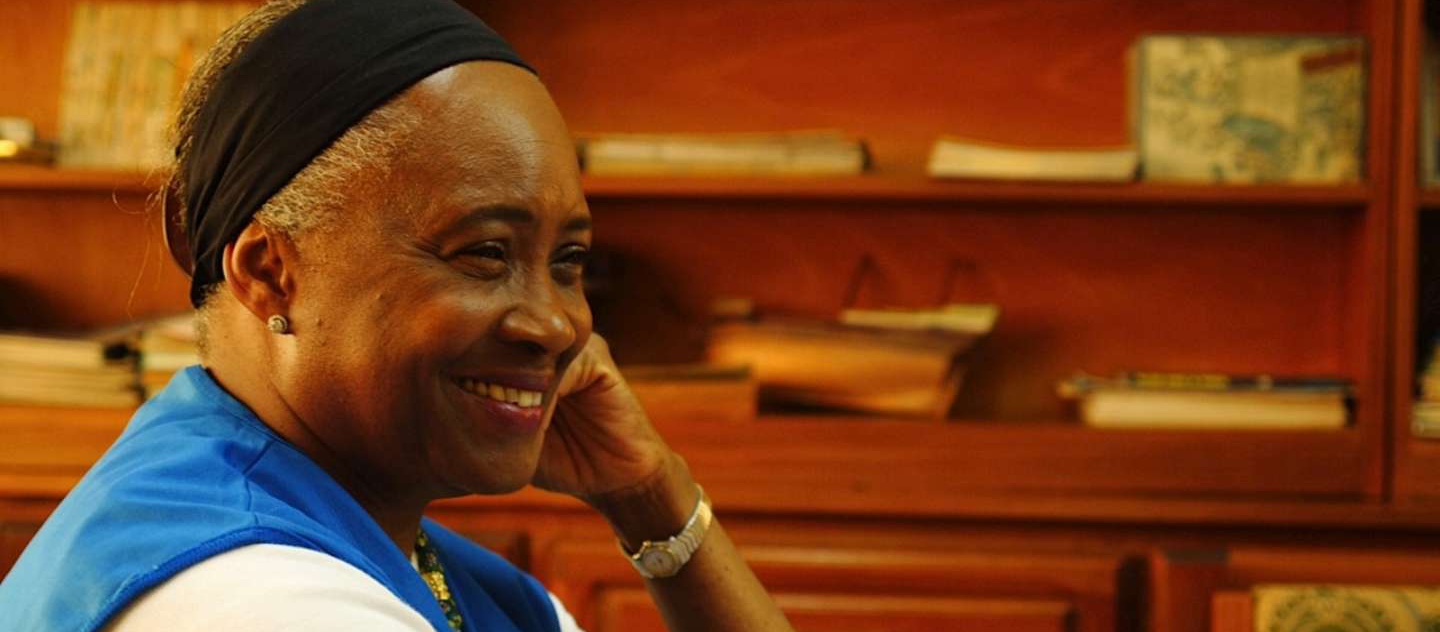 UNHCR Lifetime Goodwill Ambassador Barbara Hendricks smiles as the children at SOS Villagewhen they tell her about their plans to become historians, architects and rock stars once they grow up. UNHCR / Paul Wu