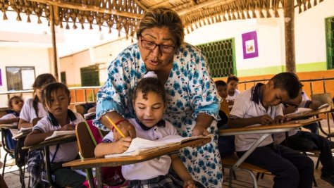 Colombia. At school with Colombian and Venezuelan refugee students