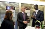 Reception in honour of members of UNHCR's inaugural Advisory Group on Gender, Forced Displacement and Protection. UNHCR Assistant High Commissioner, Volker Turk in discussion with advisory group members Victor Ochen from Uganda and Marina Mahathir from Malaysia.