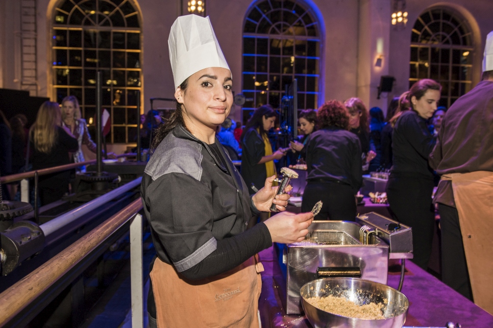 Jenan Hamza, a Syrian-Kurd. is the chef for the 2019 UNHCR Nansen Refugee Award ceremony reception.