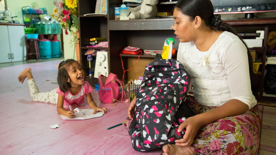 Rohingya student Shamshidah, 18, looks after her five-year-old sister, Ruaidhah, before and after classes at an informal school for refugees in Kuala Lumpur, Malaysia.                                                                                                                                                                                                                                                                                                                                                                                                                                                                                                                                                                                                                                                                                                                              