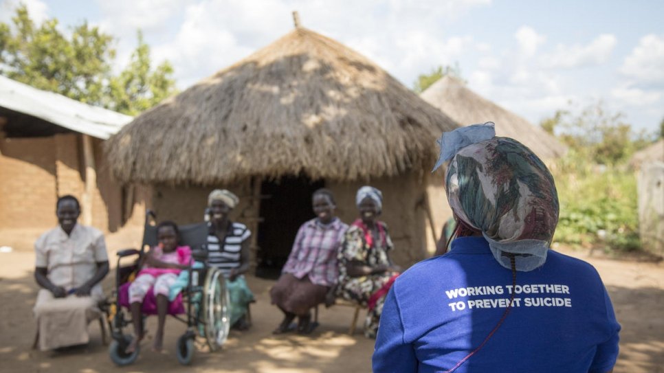 UNHCR partner NGO, the Transcultural Psychosocial Organisation, holds a counselling session with a group of South Sudanese refugee women with suicidal thoughts in Uganda's Bidibidi settlement.