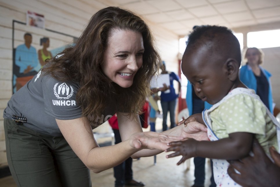 UNHCR Goodwill Ambassador Kristin Davis meets women at a survivors project in Rwanda