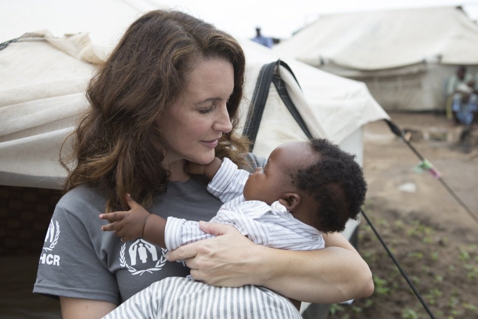 Kristin meets baby Eny, 5 months old. Her mother, Beatrice, is a foster carer for 4 unaccompanied girls who came from Burundi to Mahama camp in May 2015.