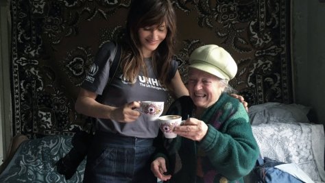 UNHCR High Profile Supporter Helena Christensen meets internally displaced older people in Ukraine