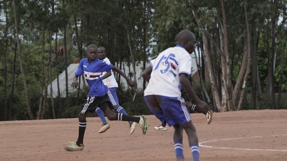 Patrick Amba, 14, in action during a match against Imvepi.