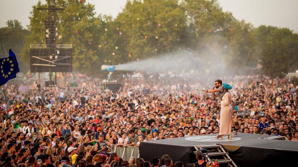 Slam poet and UNHCR Goodwill Ambassador Emi Mahmoud  performs at the Sziget Festival in Hungary.