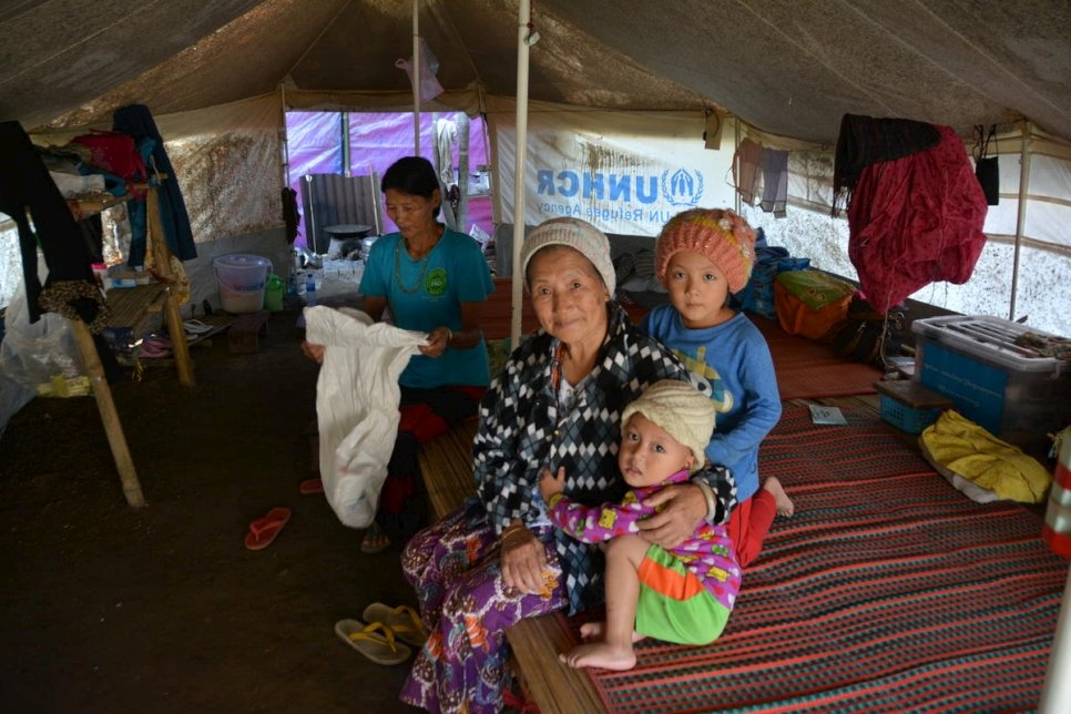 Myanmar. Displaced ethnic Rawang in UNHCR tent