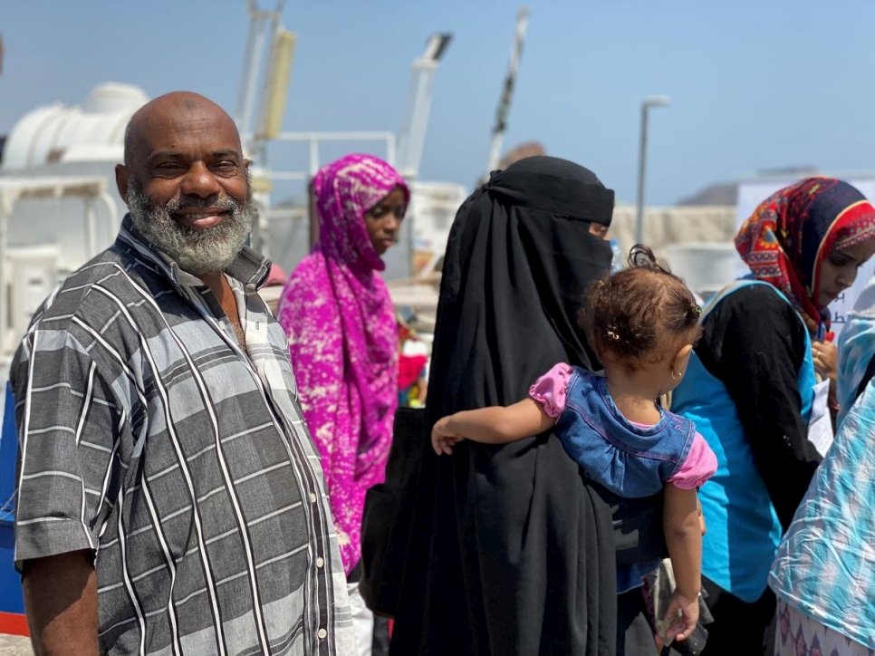 Yemen. Suliman, 67, a refugee from Somalia return home from Yemen