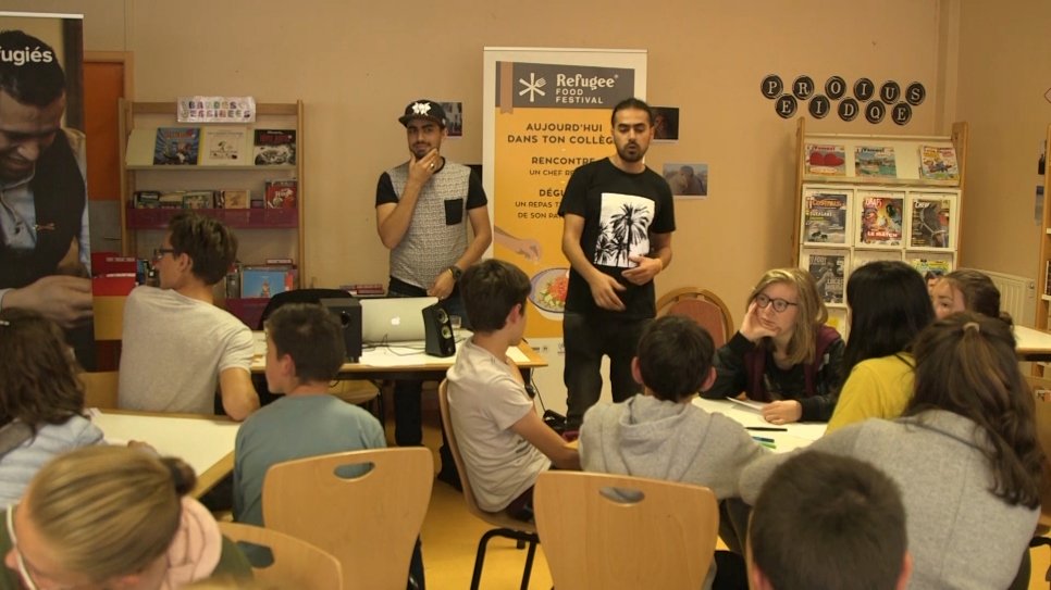 Syrian duo Refugees of Rap taught French schoolchildren how to compose their own raps.