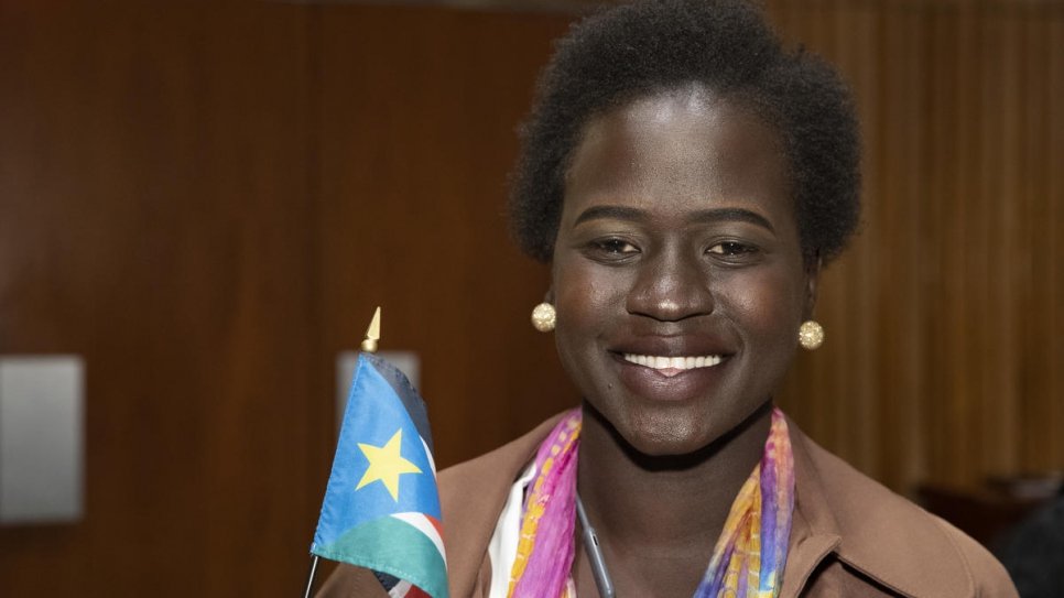 Nyawal Lia, une Sud-Soudanaise de 24 ans membre du choeur Pihcintu 