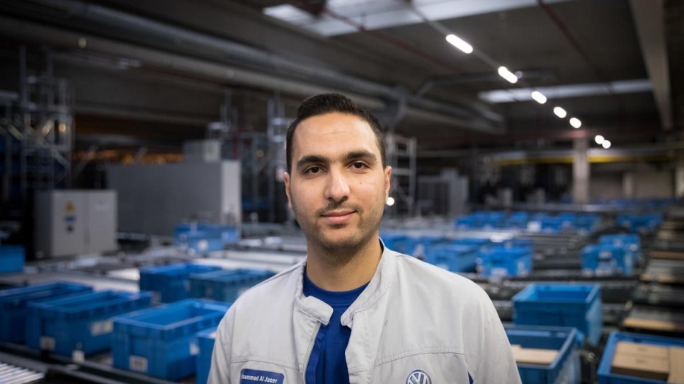Mohammad Al Jaser, stagiaire à l'usine Volkswagen de Baunatal, en Allemagne.  