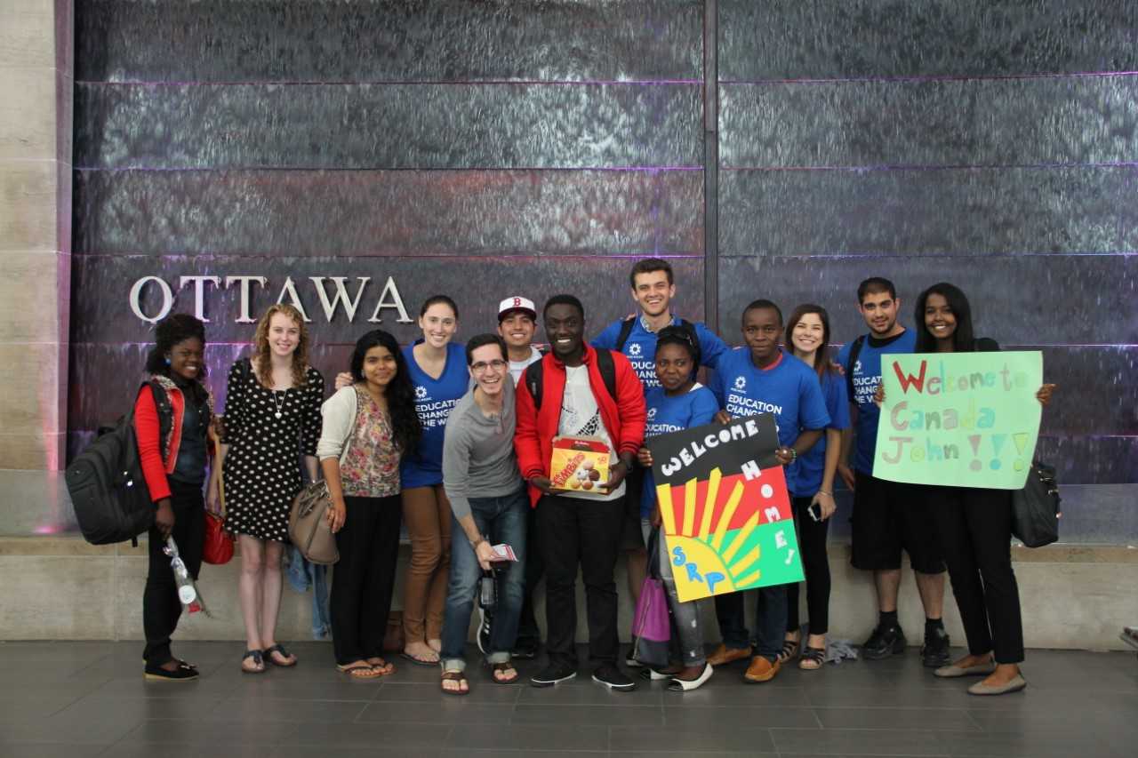 A group of students pose for the camera.