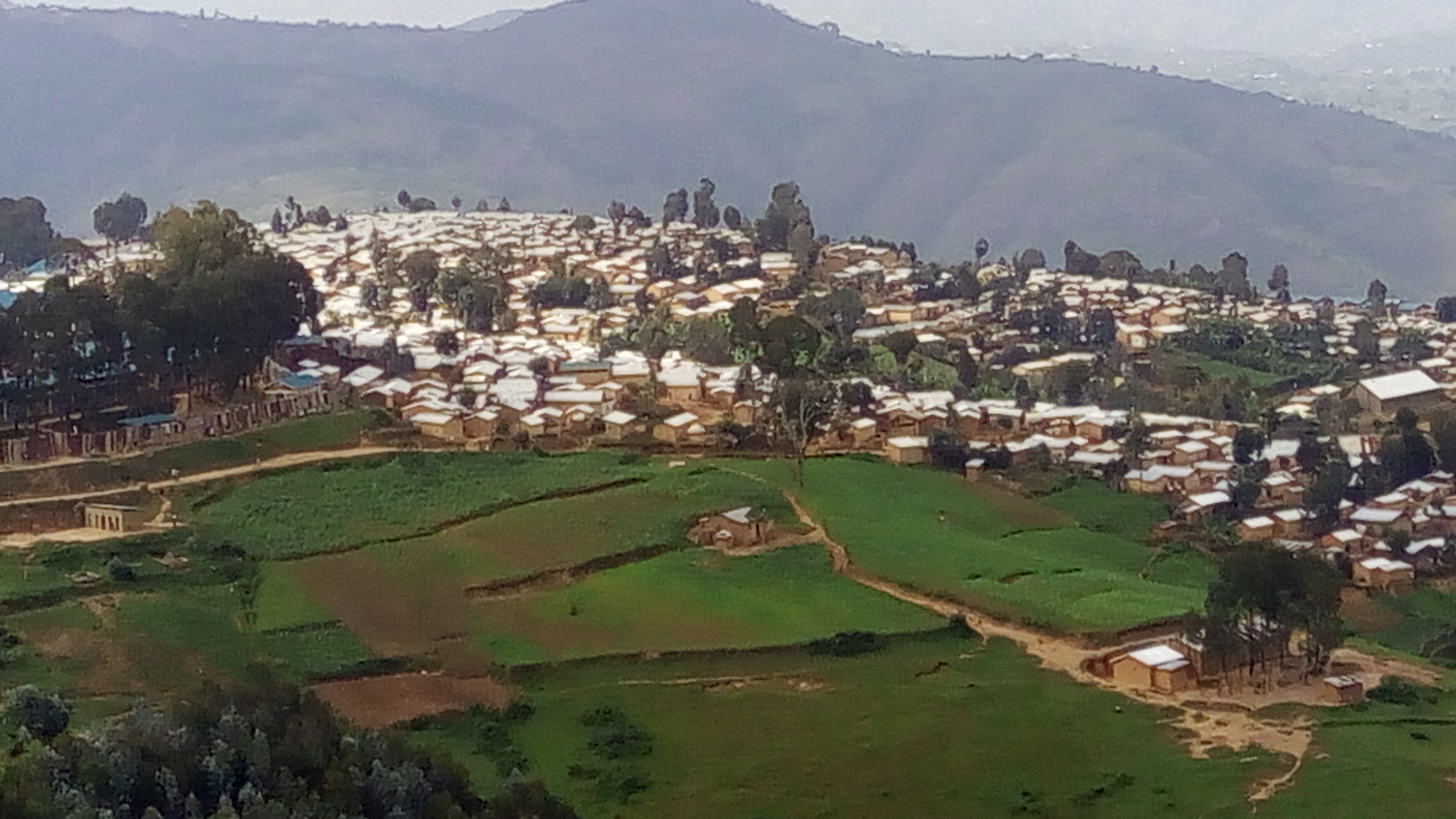 View of refugee camp form the sky.