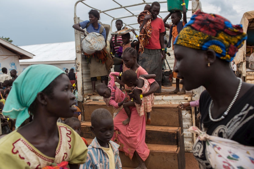 Uganda. Refugees from South Sudan arrive in northern Uganda