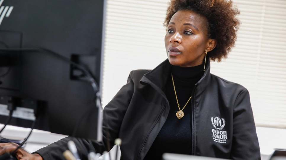 UNHCR senior field coordinator Juliette Murekeyisoni at work in Lima.