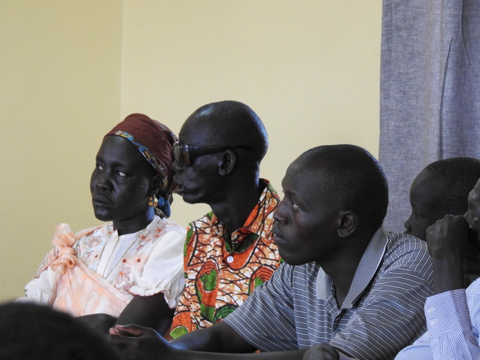 South Sudanese refugee representatives participate in deliberations with the Independent Boundaries Commission of South Sudan in Kakuma camp, Kenya.