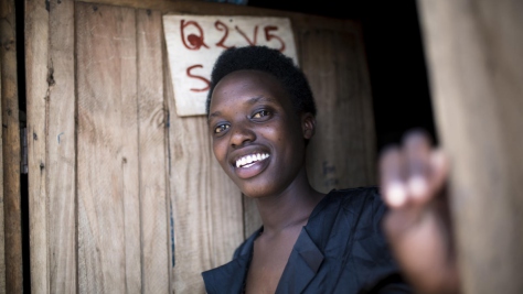 Rwanda. DAFI student at home in Kigeme camp before heading to university
