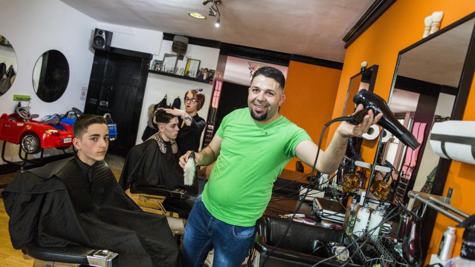  "It's been a big change. Here we feel like human beings again. The people respect us and we have rights."

Ahmed Al Hammoudi, 32, volunteers in a local barbershop in Cardigan.