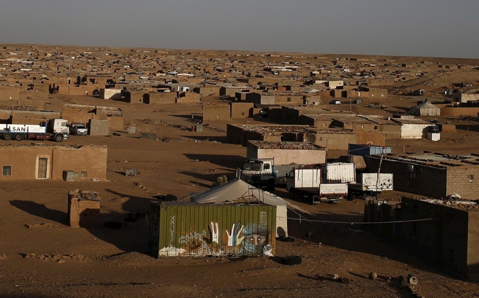 Vue générale du camp de réfugiés de Boudjdour à Tindouf, dans le sud de l'Algérie. Mars 2016. 