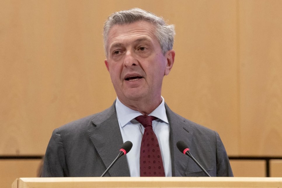 Filippo Grandi, Haut Commissaire des Nations Unies pour les réfugiés, lors de son allocution d'ouverture de la soixante-neuvième session du Comité exécutif.  